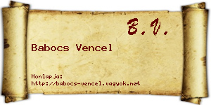 Babocs Vencel névjegykártya